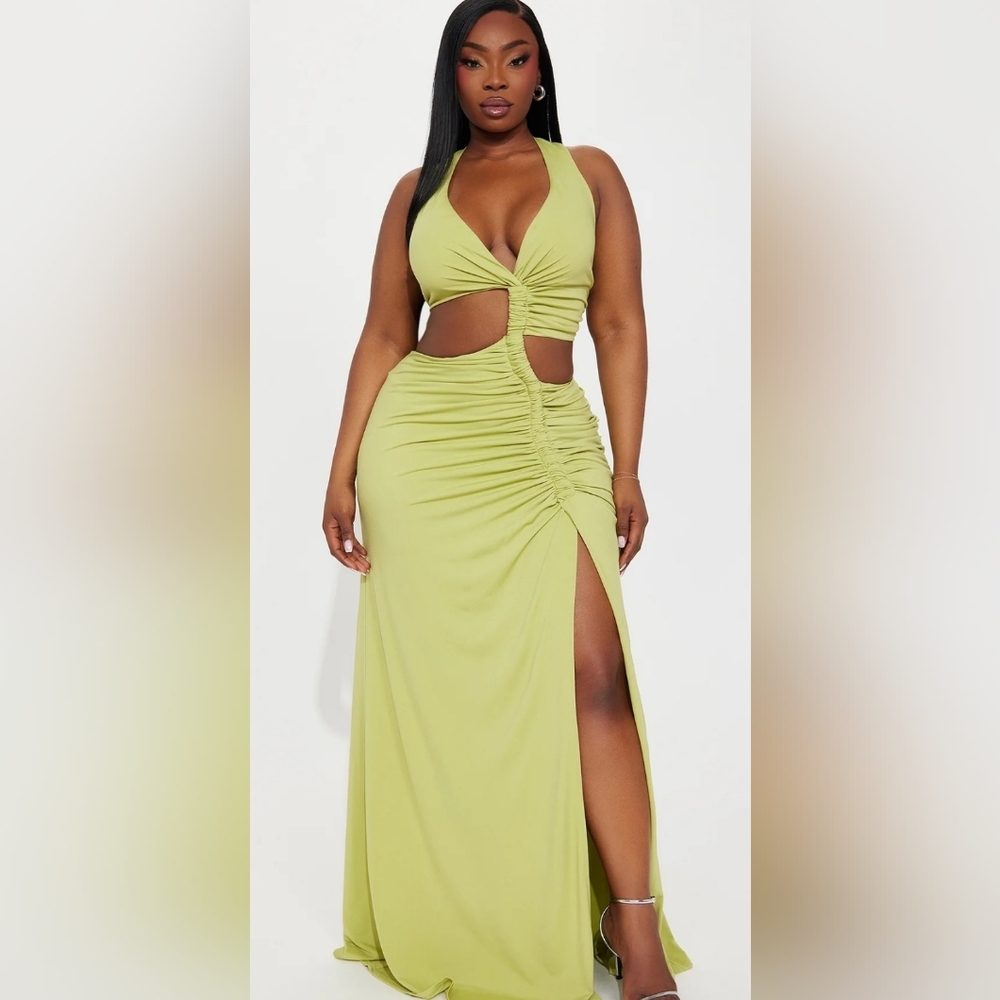Chic Lime Green Cutout Maxi Dress